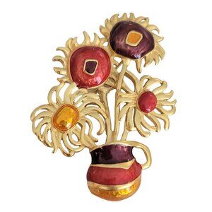 Yves St Laurent for Avon, Van Gogh Flowers Brooch, Signed K312
